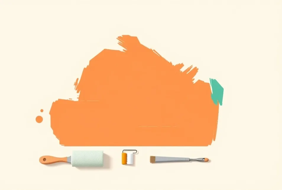 Outils de peinture disposés dans l'ordre des étapes du chantier